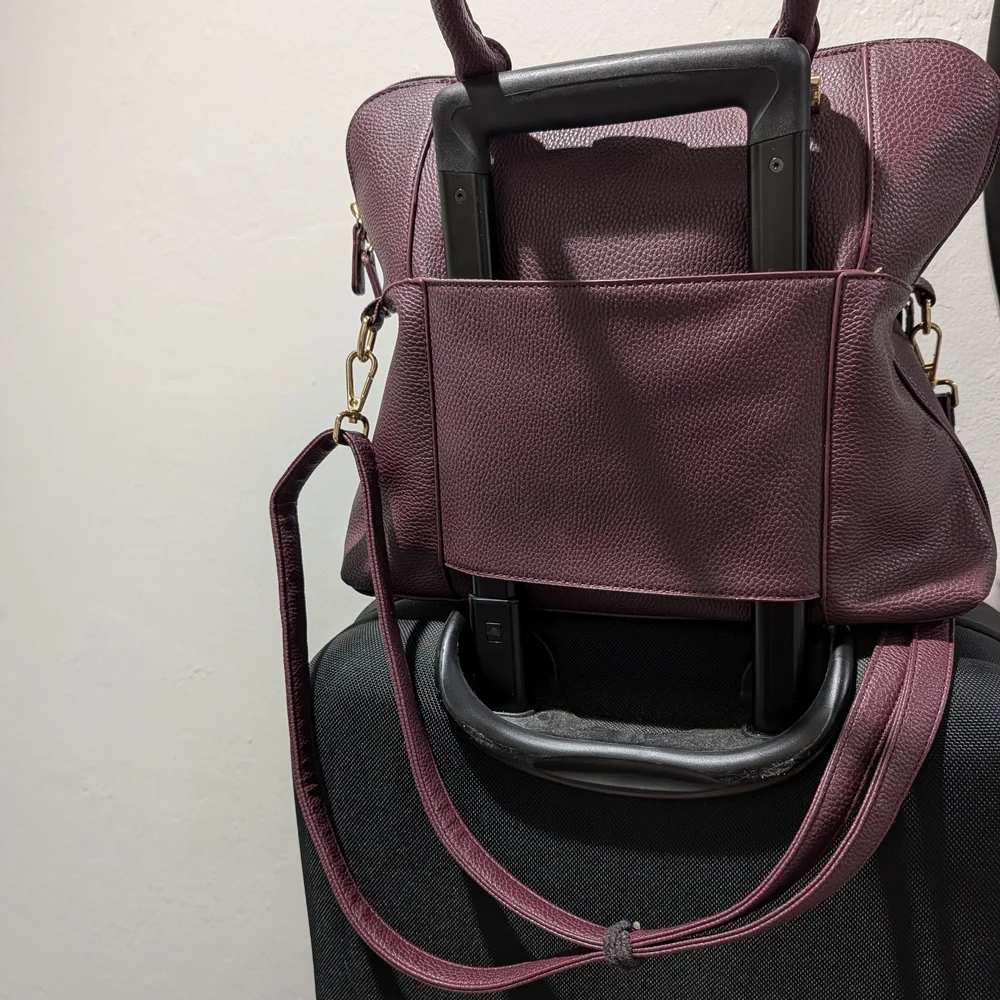 Women's Pebbled Laptop Bag‎ in Plum
